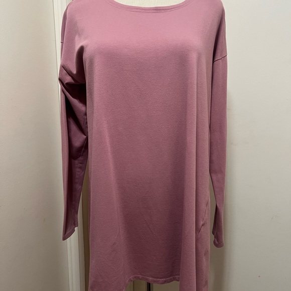 Eileen Fisher Woman PM Organic Cotton Stretch Jersey Tee Top Pink - Picture 2 of 6